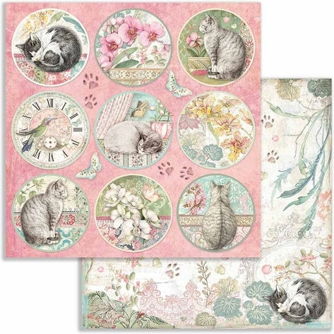 Stamperia Orchids and Cats Scrapbooking Leaves Double Sided 190gr/m² 10 Sheets 10pcs