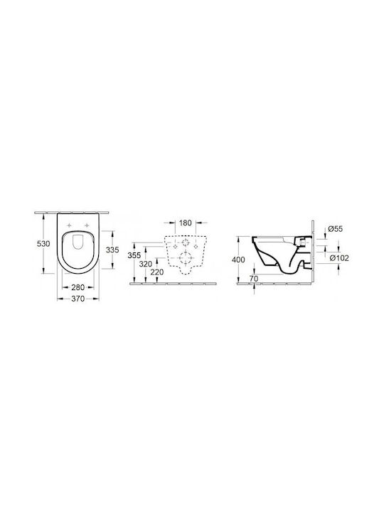 Villeroy & Boch Architectura Монтирана на стена тоалетна Безръбрен с Капак Софт Клоуз Бяла