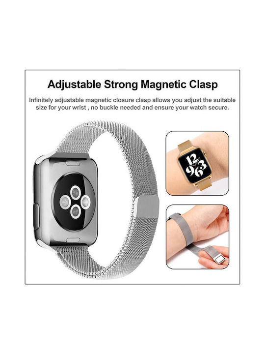 Techsuit Watchband Armband Rostfreier Stahl Silber (Apple Watch 44/45/46mm/Ultra 49mm)