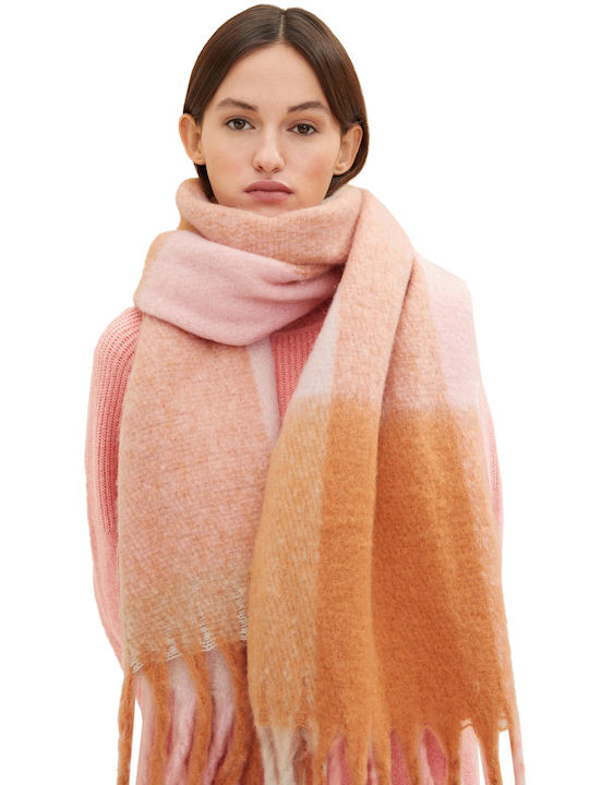 Tom Tailor Women's Wool Scarf Amber Pink Check
