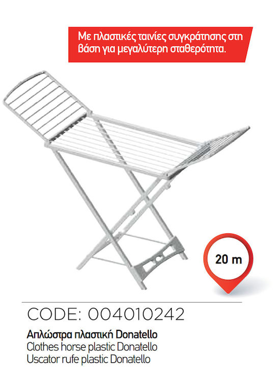 Quid Folding Floor Clothes Drying Rack made of Plastic with Hanging Length 20m White