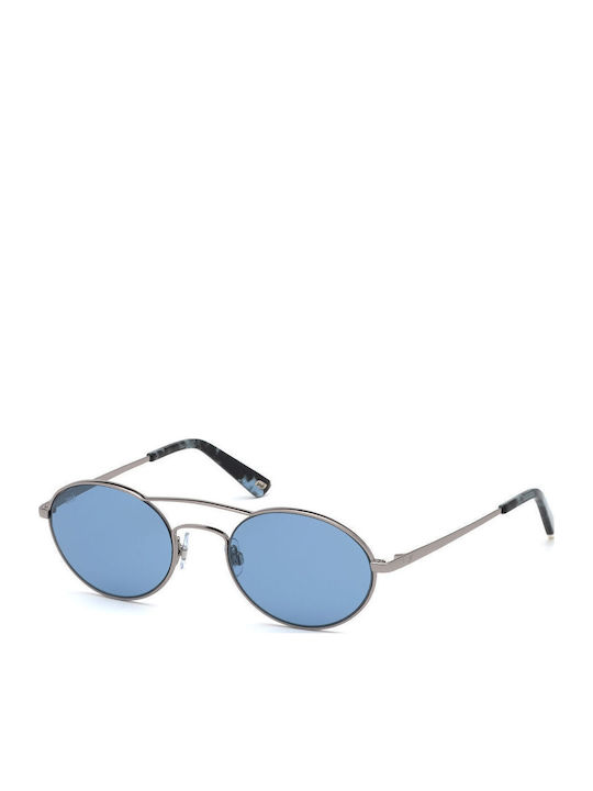 Web Men's Sunglasses with Silver Metal Frame and Blue Lens WE0270 14V