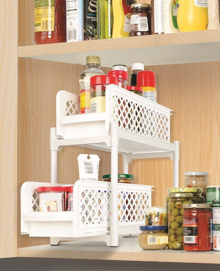 03006BDR50WH An der Wand montiert Badezimmerregal Kunststoff mit 2 Regalböden 38.1x19x36.2cm Weiß
