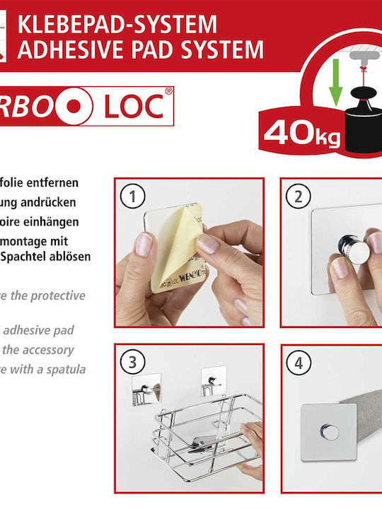 Wenko Quadro An der Wand montiert Badezimmerregal Inox 24x14.5x10cm Silber