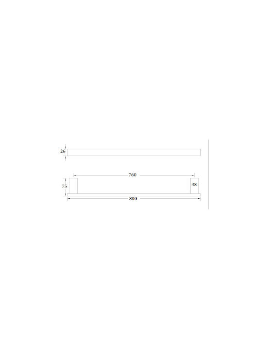 Sparke Mindy 13 Rail За Банята Едно Стенен с Винтове 80x2.6см Сребрист