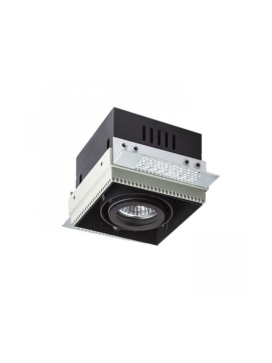 Rendl Light Studio Electra I Τετράγωνο Μεταλλικό Χωνευτό Σποτ με Ντουί GU10 Μαύρο 9.5x9.5εκ. 1τμχ