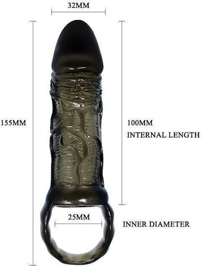 Pretty Love Breyden Penis Extension Penis Sleeve Black 15.5cm