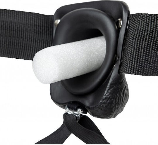 Shots Real Rock Hollow With Balls Harness with Dildo 27cm and Vibration in Black Color