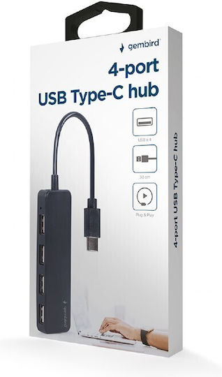 Gembird USB Хъб 4 Порта USB 2.0 с USB-C Връзка