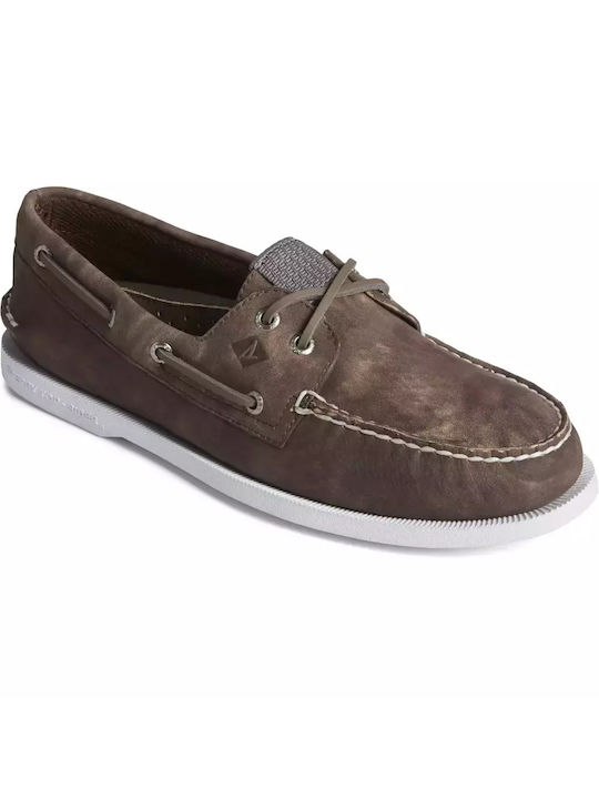 Sperry Top-Sider STS24521 Δερμάτινα Ανδρικά Boat Shoes σε Καφέ Χρώμα