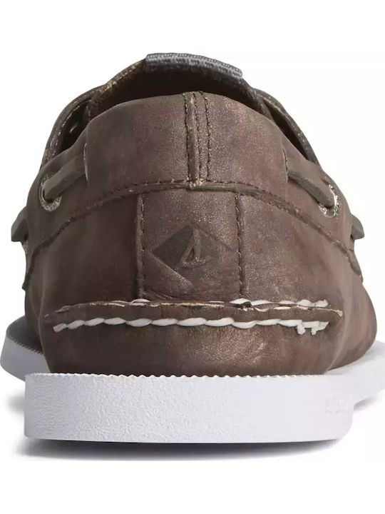 STS24521 Δερμάτινα Ανδρικά Boat Shoes σε Καφέ Χρώμα