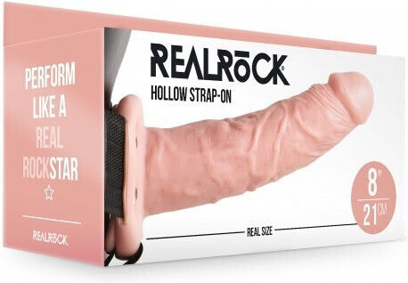 Shots Real Rock Hollow Harness με Dildo 24.5cm στο χρώμα του δέρματος