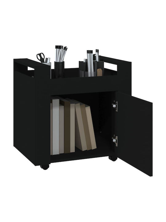 Cabinet de Birou cu roți în Culoare Neagră, 60x45x60cm