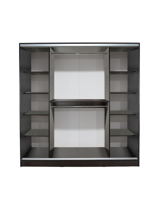 Ușă triplă Dulap de Haine Glisare Adler cu Oglindă Wenge 240x60x240cm