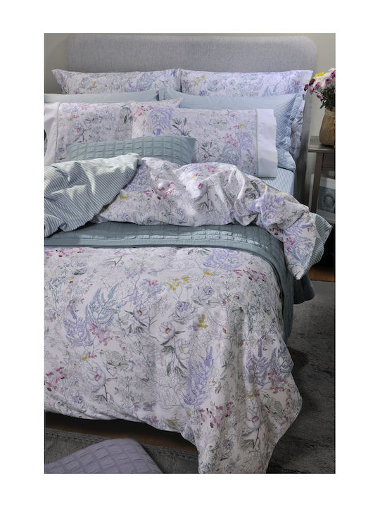 Down Town Home 786 Super Double Cotton Satin Duvet Cover Set with Pillowcases 250x260 Mint