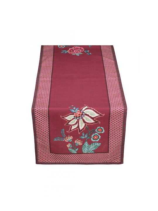 PiP Studio Runner Cotton Flower Festival Dark Pink 50x150cm
