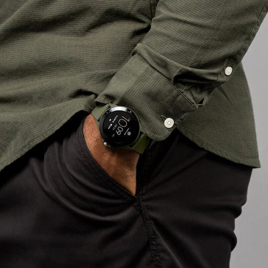 Harry Lime Aluminium 44mm Smartwatch with Heart Rate Monitor (Black / Khaki Silicone)
