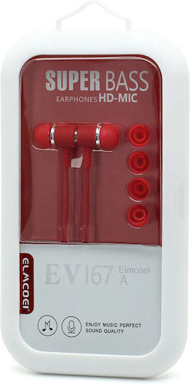 EV167 În ureche Handsfree cu Mufă 3.5mm Roșu