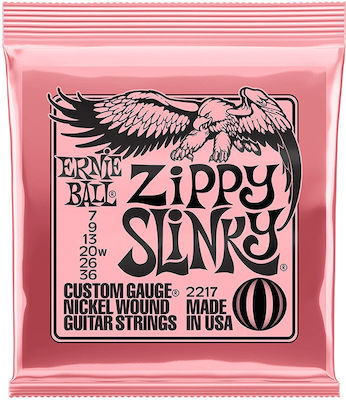 Ernie Ball Set of Nickel Wound Strings for Electric Guitar Zippy Slinky 7 - 36"