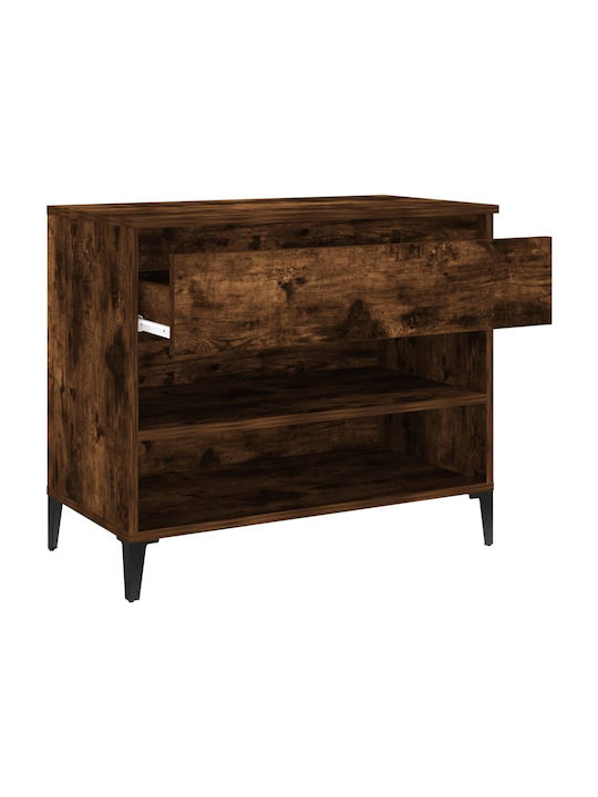 Metallic Shoe Organizer with 2 Shelves Smoked Oak 70x36x60cm