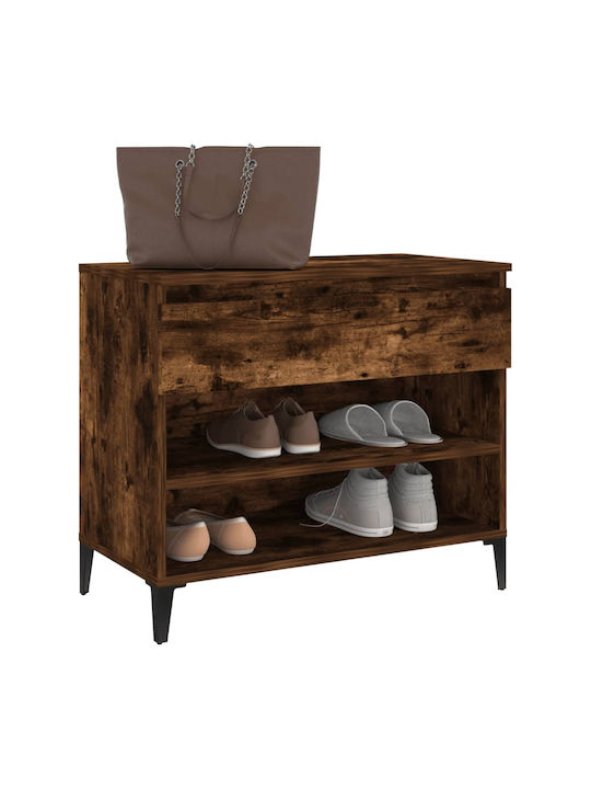 Metallic Shoe Organizer with 2 Shelves Smoked Oak 70x36x60cm