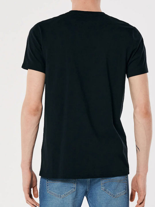 Hollister T-shirt Bărbătesc cu Mânecă Scurtă Negru