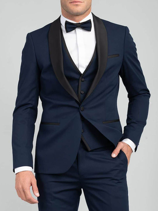 Vittorio Artist Men's Suit "SMOKIN WED" Blue Slim Fit (22-SMOKIN WEDDING) (64% Viscose, 34% Polyester, 2% Lycra)