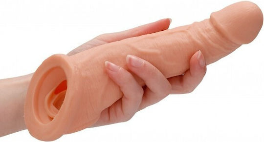 Shots Real Rock Penis Extender with Rings Flesh 21cm