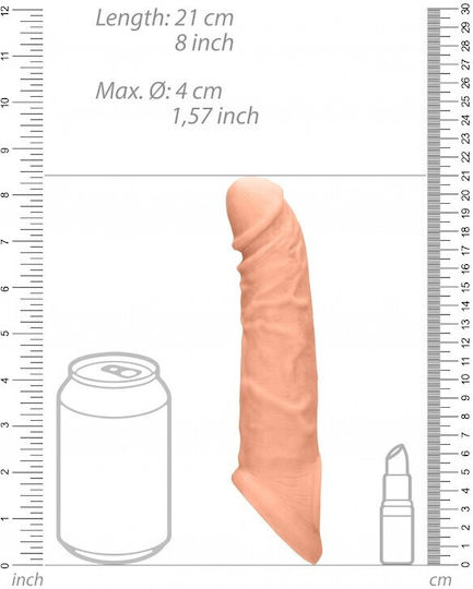 Shots Real Rock Penis Extender with Rings Flesh 21cm