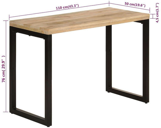 Kitchen Table from Solid Wood and Metal 110x50x76cm