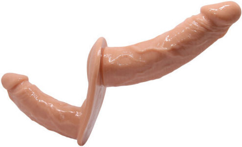 Baile Ultra Passionate Harness Harness με Διπλό Dildo 13.5cm στο χρώμα του δέρματος