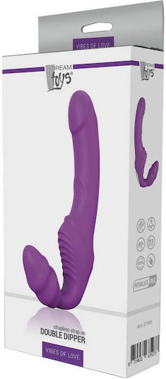 Dream Toys Vibes Of Love Double Dipper Strapless Strap On με Dildo με Δόνηση σε Μωβ Χρώμα