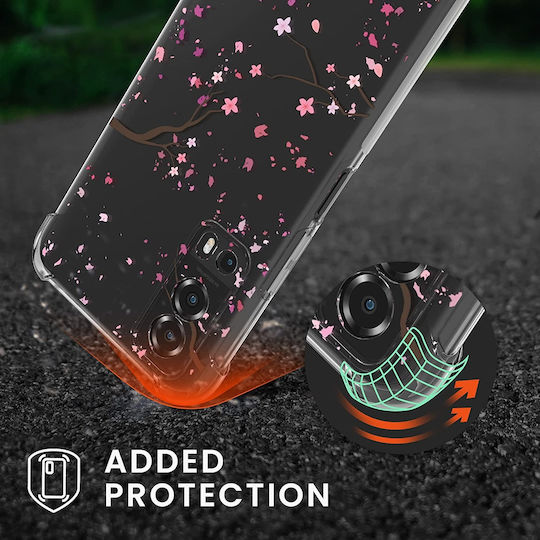 KWmobile Cherry Blossoms Back Cover Silicone with Strap Dark Brown / Transparent (Vivo Y72 5G)