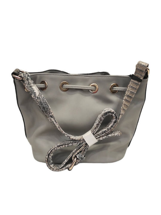 WOMEN'S LEATHER POUCH IN GREY COLOR AND ANIMAL PRINT MOTIBO