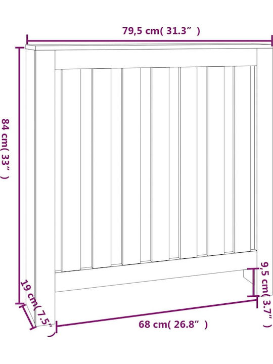 vidaXL Husă Pentru Radiator Din Lemn Masiv Alb 79.5x19x84cm