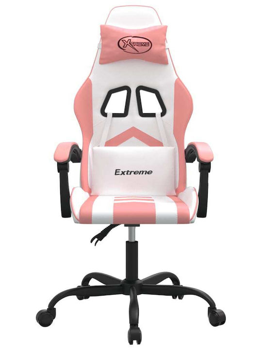 vidaXL 349600 Καρέκλα Gaming Δερματίνης Λευκό/Ροζ