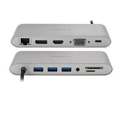 Kensington USB-C Docking Station with HDMI/DisplayPort PD Ethernet and Support for 2 Monitors Gray (K33853WW)