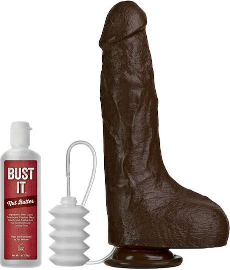 Doc Johnson Bust It Dildo realist cu testicule, ventuză și capacitate de ejaculare Negru 22cm 0735-03-BX