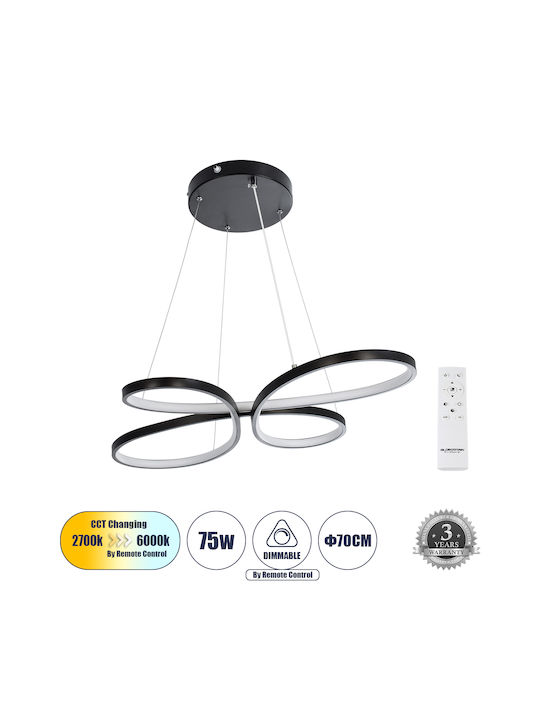 GloboStar Butterfly Pendant Light Black 71x52cm
