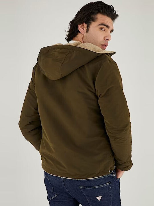 Guess Herren Jacke Lässig Khaki