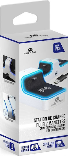 Freaks and Geeks Stație de încărcare pentru 2 controllere PS5 cu iluminare LED Alb