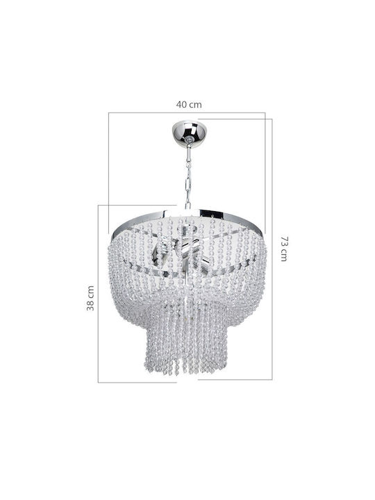 Pakketo PWL-1186 Chandelier with Crystals 4xE27 Silver 40cm 147-000103