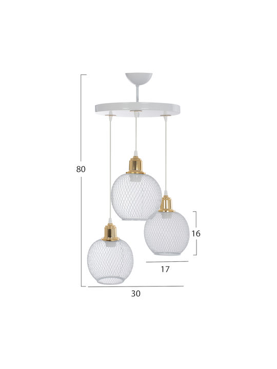 HomeMarkt Pendant Light White Grid with Socket E27 30cm