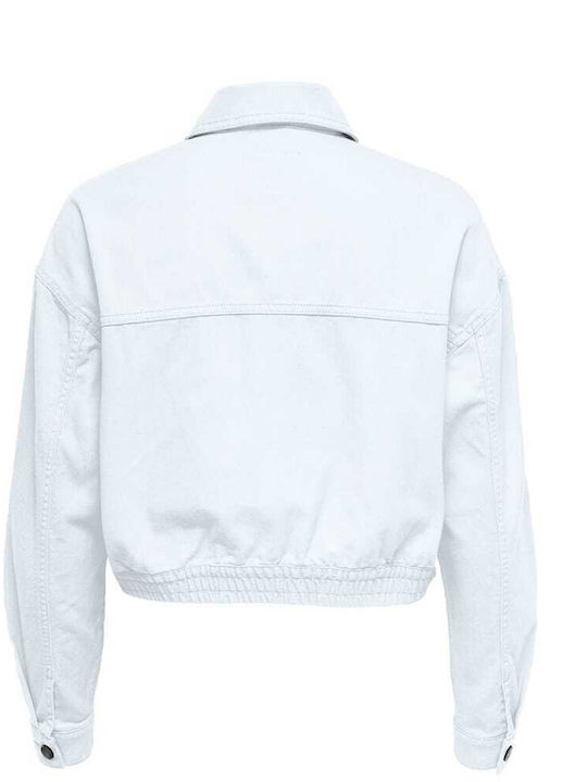 Women's Short Jean Jacket for Spring or Autumn White