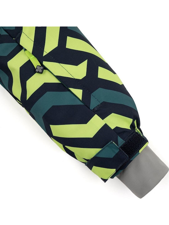 Waterproof Kids' Sports Jacket Short with Lining & Hood Green Ateni