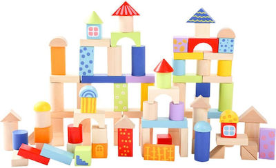 Ecotoys Building Block Wooden Σετ Ξύλινα Χρωματιστά Τουβλάκια for 1.5+ years 100pcs 2007