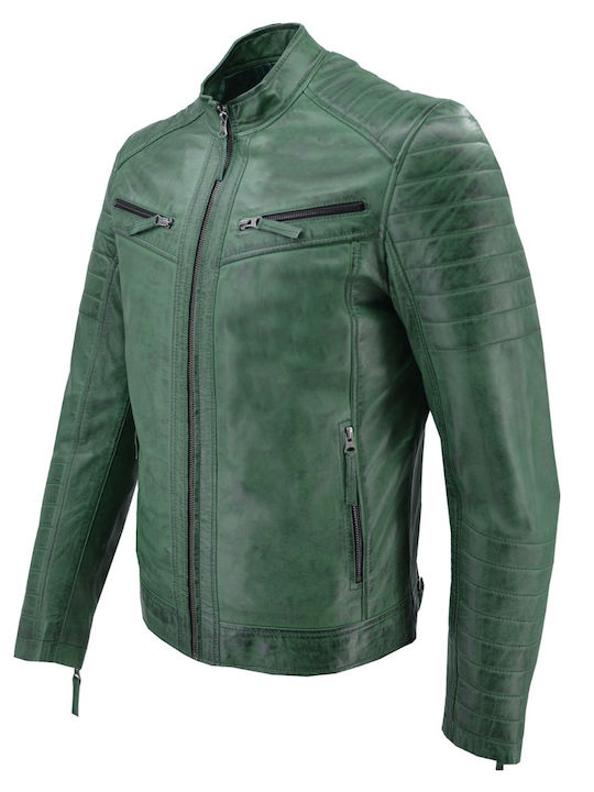 Leather 100 MEN'S JACKET CODE: 14-M-BRUNO (GREEN)