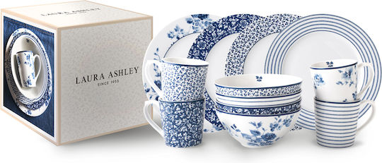 Laura Ashley Blueprint Albastru Porțelan Set de Vase 12buc