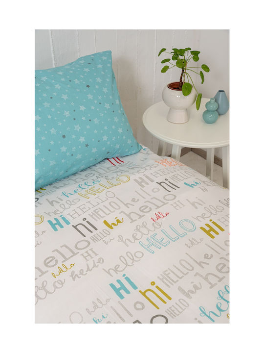 Biokarpet Naf Naf Hello 354 White Lt Blue Σετ Σεντόνια-σετ Σεντόνια