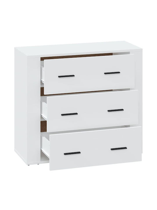 Wooden Chest of Drawers with 3 Drawers White 80x33x70cm